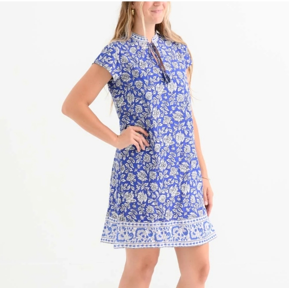 Pomegranate Small blue and white floral dress NWT